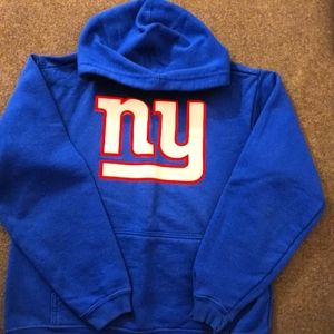 New York Giants Youth Pullover Hoodie by Reebok Blue with Logo - size Large